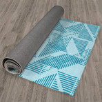 Stripe Triangle Block Print Teal // Area Rug (2.6'L x 8'W)