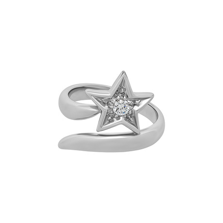 Vintage Chanel 18k White Gold Diamond Comete Ring // Ring Size: 5.5