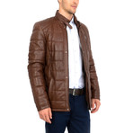 Bump Leather Jacket // Chestnut (2XL)