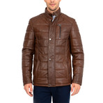 Bump Leather Jacket // Chestnut (XL)