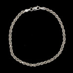 10K White Gold Hollow Rope Chain Bracelet // 3mm (7")