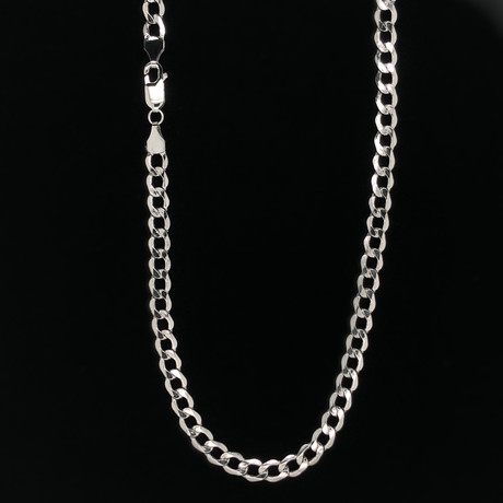 14K White Gold Hollow Cuban Chain Necklace // 5mm (20")