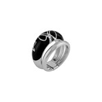 Nouvelle Bague Kenya 18k White Gold Diamond + Black Enamel Ring // Ring Size: 7