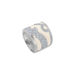 Nouvelle Bague Kenya 18k White Gold Diamond + White Enamel Ring // Ring Size: 5.75