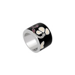 Nouvelle Bague Petali 18k White Gold Multi-Stone Black Enamel Ring // Ring Size: 7