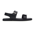 Versace Collection // Leather Sandals // Black + Nickel (Euro: 45)
