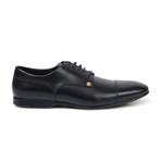 Gianni Versace // Leather + Lizard Lace Up Cap Toe Shoe // Black + Warm Gold (Euro: 46)