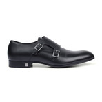 Versace Collection // Leather Double Buckle Monk Shoe // Black + Nickel (Euro: 40)