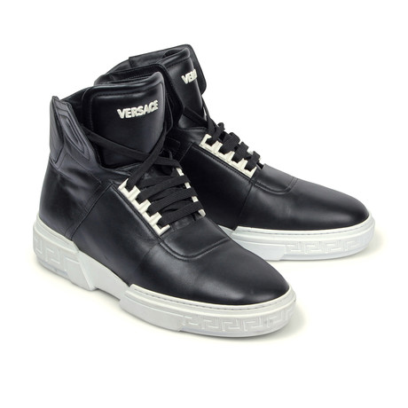 Gianni Versace // Two-Tone Hi-Top Fashion Sneaker // Black + White (Euro: 39)