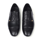 Gianni Versace // Leather + Lizard Lace Up Cap Toe Shoe // Black + Warm Gold (Euro: 43)