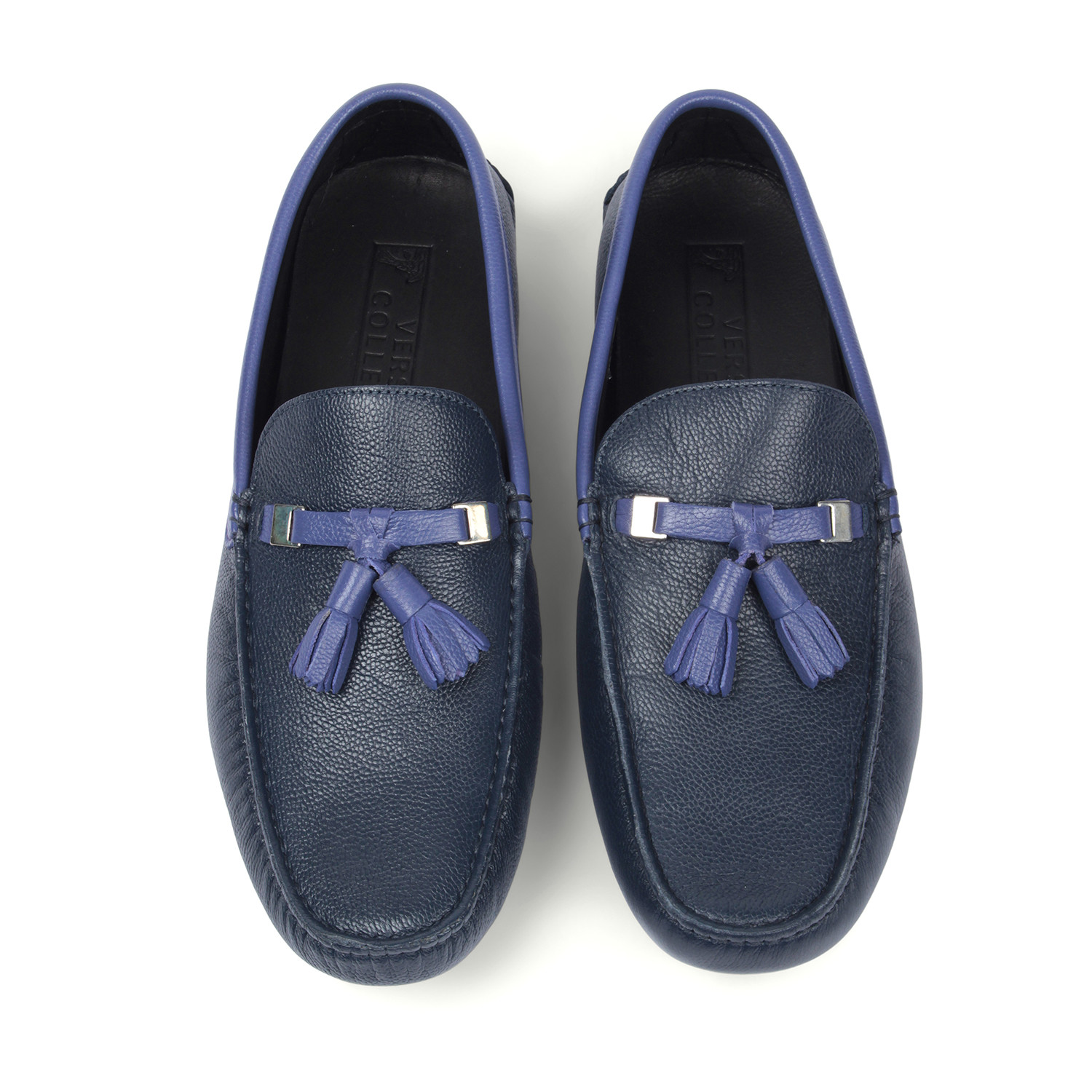 Versace Collection // Two-Tone Tassel Driver Shoe // Blue + Violet ...