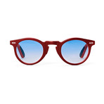 Laudo Collection Volta Unisex Sunglasses // Crystal Ruby + Light Blue Gradient
