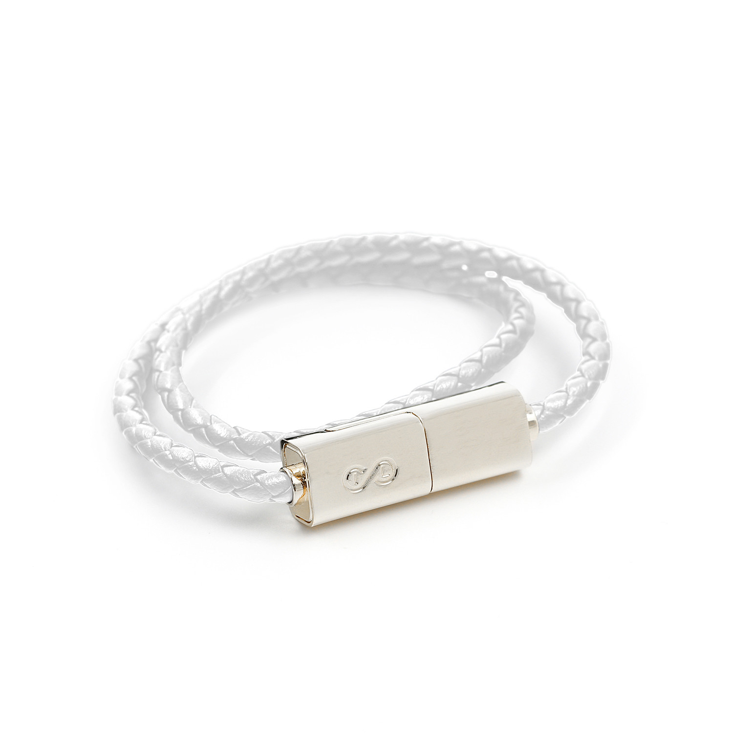 Double Loop Charging Bracelet // White + Silver // iPhone (14.9