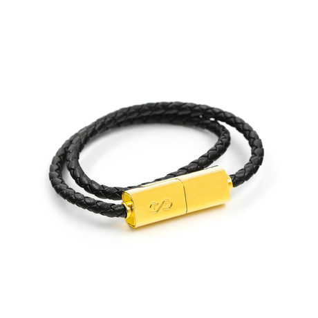 Double Loop Charging Bracelet // Black + Gold // iPhone (14.9"L)