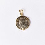 Roman Silver Coin of Maximinus, 235-238 AD // 14K Gold Bezel