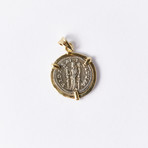 Roman Silver Coin of Maximinus, 235-238 AD // 14K Gold Bezel