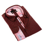 Jake Print Button-Up Shirt // Bordeaux (L)