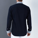 Marc Button-Up Shirt // Dark Blue + White (XX-Large)