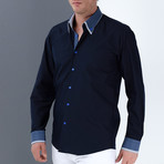 William Button-Up Shirt // Dark Blue + Sax (Small)