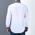 Marc Button-Up Shirt // White + Dark Blue (Medium)