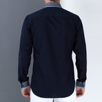 Marc Button-Up Shirt // Dark Blue + Blue (Small)