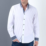 Marc Button-Up Shirt // White + Dark Blue (X-Large)