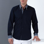 Marc Button-Up Shirt // Dark Blue + Blue (Large)