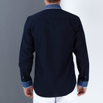 William Button-Up Shirt // Dark Blue + Sax (Small)