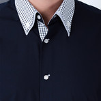 Marc Button-Up Shirt // Dark Blue + White (Medium)