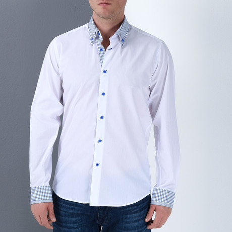 Marc Button Up Shirt // White + Blue (Small)