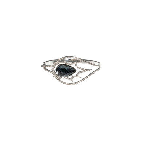 Stephen Webster Murder She Wrote 18k White Gold Diamond + Hematite Quartz Statement Bracelet