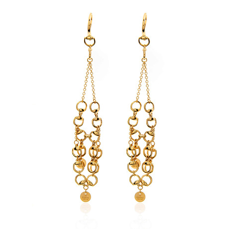 Gucci Horsebit 18k Yellow Gold Dangle Earrings