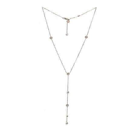 Gucci 18k White Gold Diamond Lariat Necklace