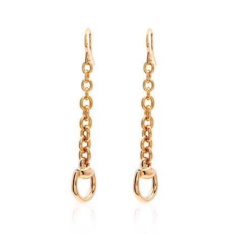 Gucci Horsebit 18k Rose Gold Dangle Earrings
