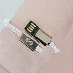 Double Loop Charging Bracelet // White + Silver // USB-C (14.9"L)