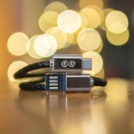 Double Loop Charging Bracelet // Black + Silver // USB-C (15.7"L)