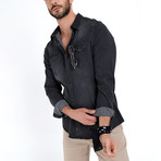Denim Button-Up Shirt // Gray (S)