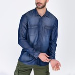 Denim Button-Up Shirt II // Dark Blue (2XL)
