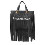 Balenciaga // Calfskin Leather XS Laundry Cabas Shopper Handbag // Black