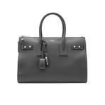 Saint Laurent // Grained Leather Sac De Jour Zipped Small Tote Handbag // Black