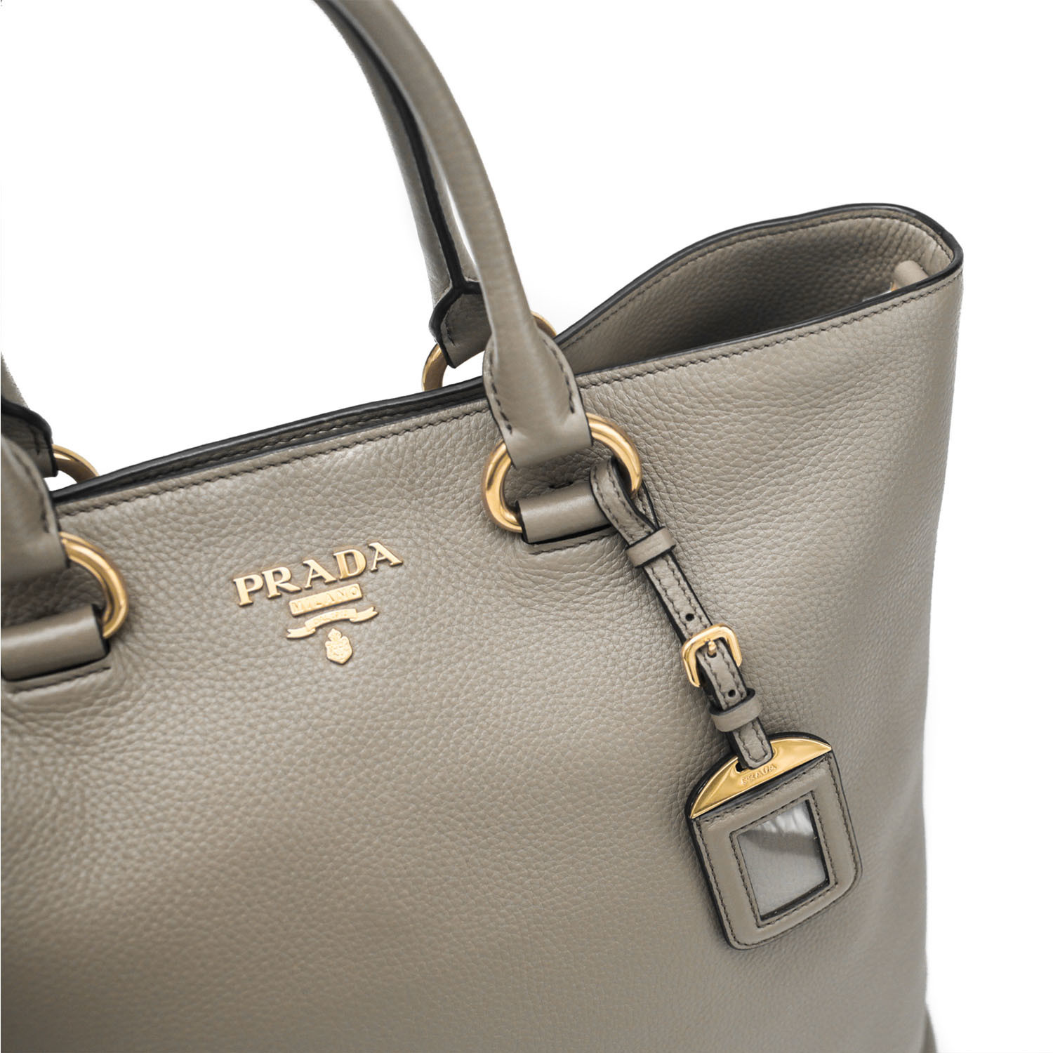 Prada // Vitello Phenix Leather Large Tote Handbag // Gray - The