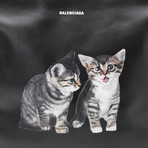 Balenciaga // Calfskin Leather Kitten Market Shopper Tote Handbag // Black