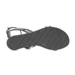 Balenciaga // Leather Round Flat Logo Sandal // Black (US: 5)