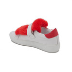 Moncler // Leather Lucie Fur Sneaker // White + Red (US: 5)