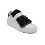 Moncler // Leather Lucie Fur Sneaker // White + Black (US: 7)
