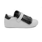 Moncler // Leather Lucie Fur Sneaker // White + Black (US: 7)