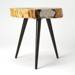 Edgar Molten Aluminum & Wood Bunching End Table