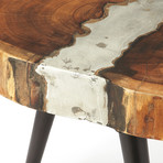Edgar Molten Aluminum & Wood Bunching End Table