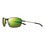 Unisex Thin Shot Polarized Sunglasses // Matte Black + Green Water Lens
