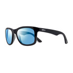 Unisex Huddie Polarized Sunglasses // Shiny Black + Gray + Black // Blue Water Lens